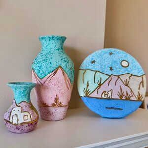 Nizhoni Originals Vintage Southwestern Pottery Set With 24K Painting